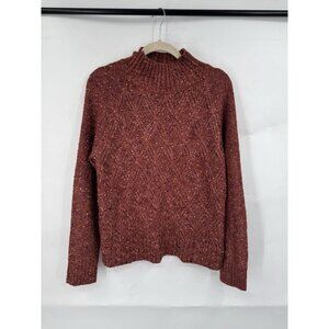 Loft Ann Taylor Mockneck Sweater‎ Women Small Rust Popcorn Knit Long Sleeve